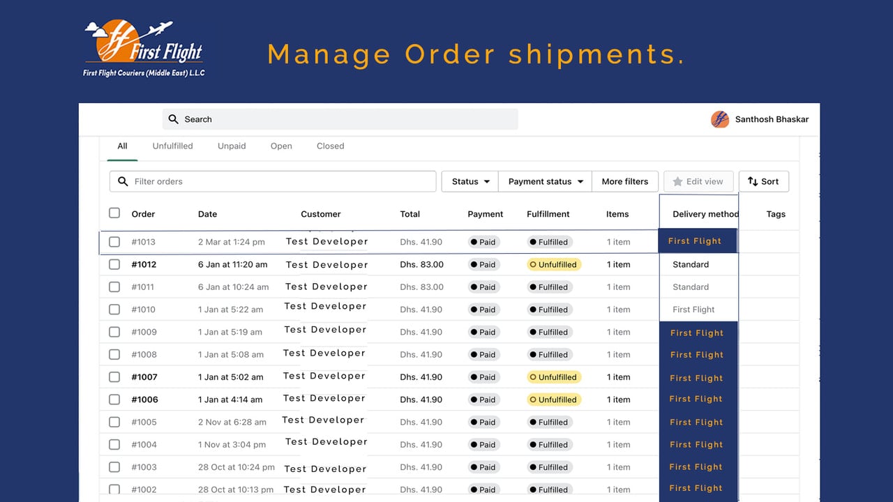 Manage Order shipments