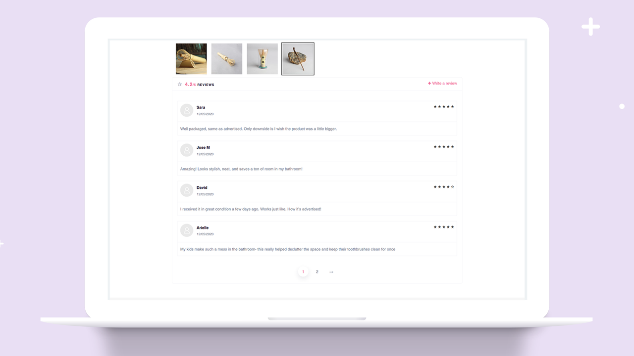 Display product reviews from your customers on desktop
