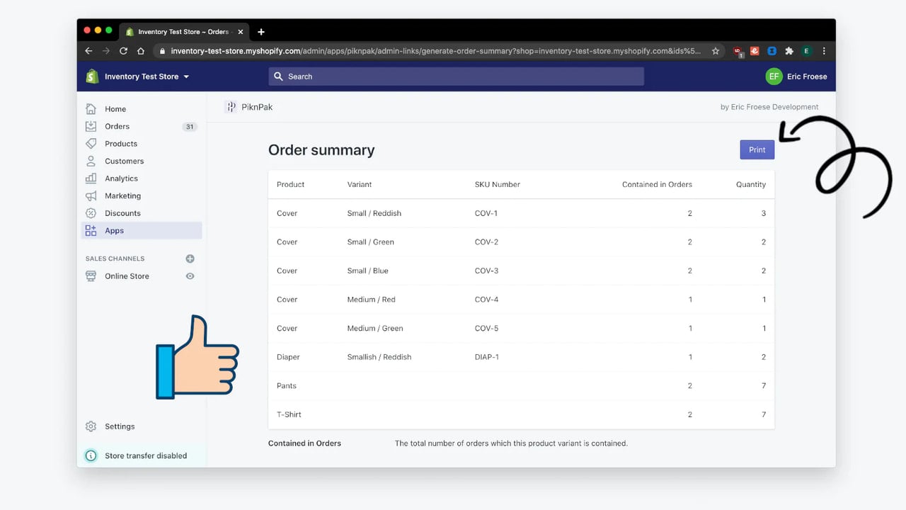 Review summary and click print