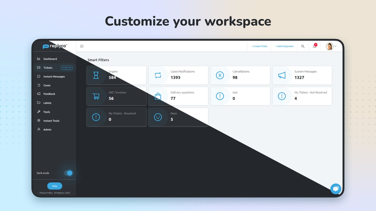 Replyco - Customize your workspace