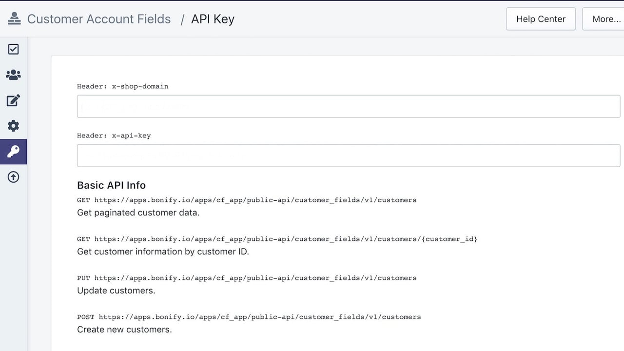 API for fields