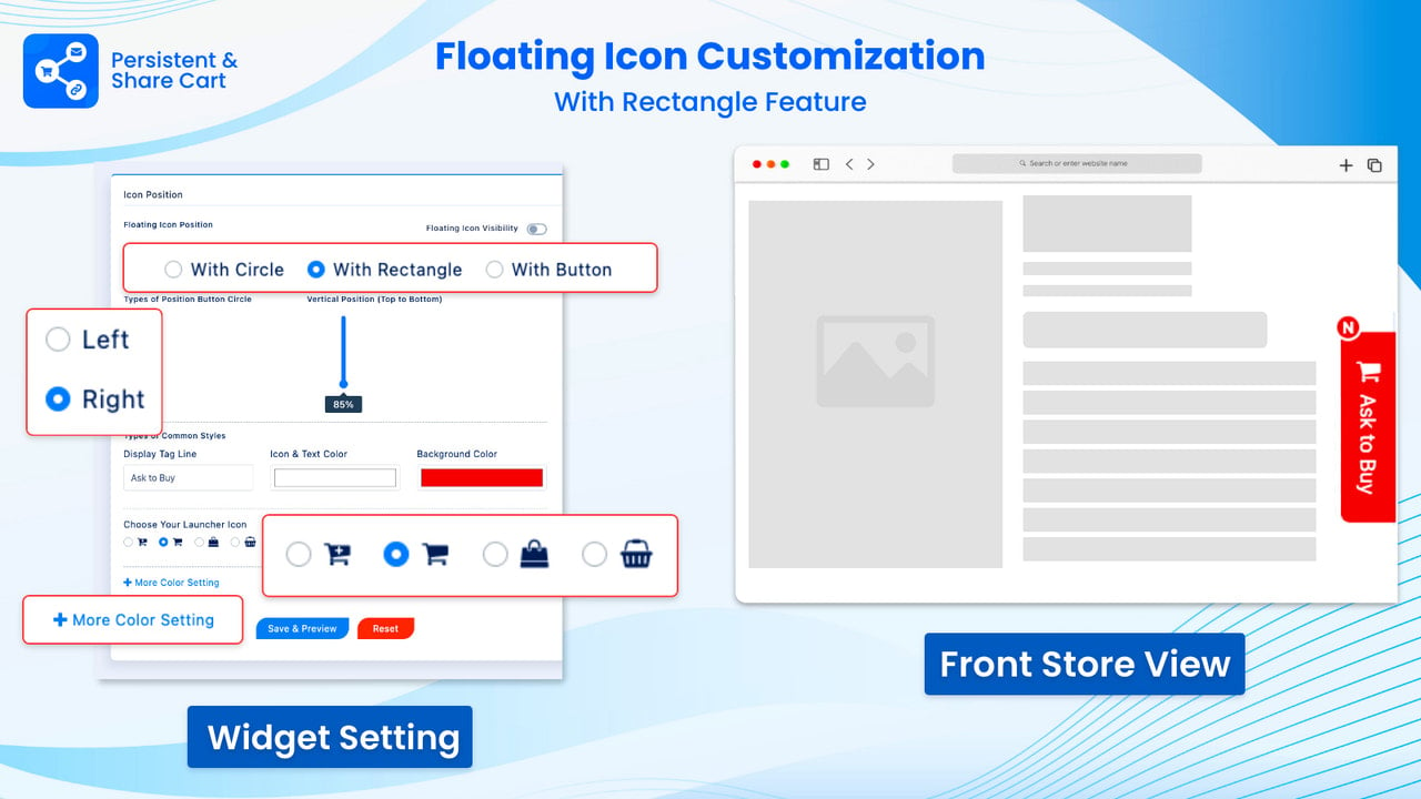 Rectangle floating Icon Customization