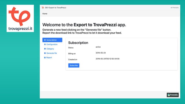 Prestalia TrovaPrezzi export