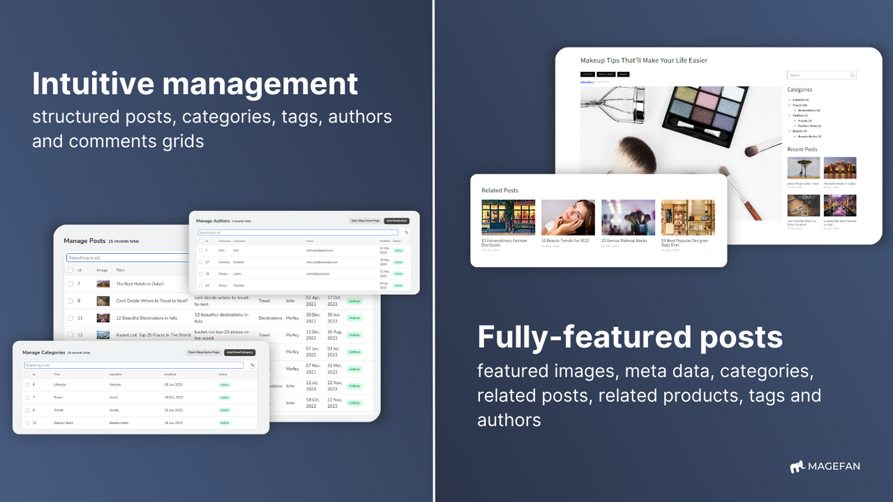 Blog management and interface