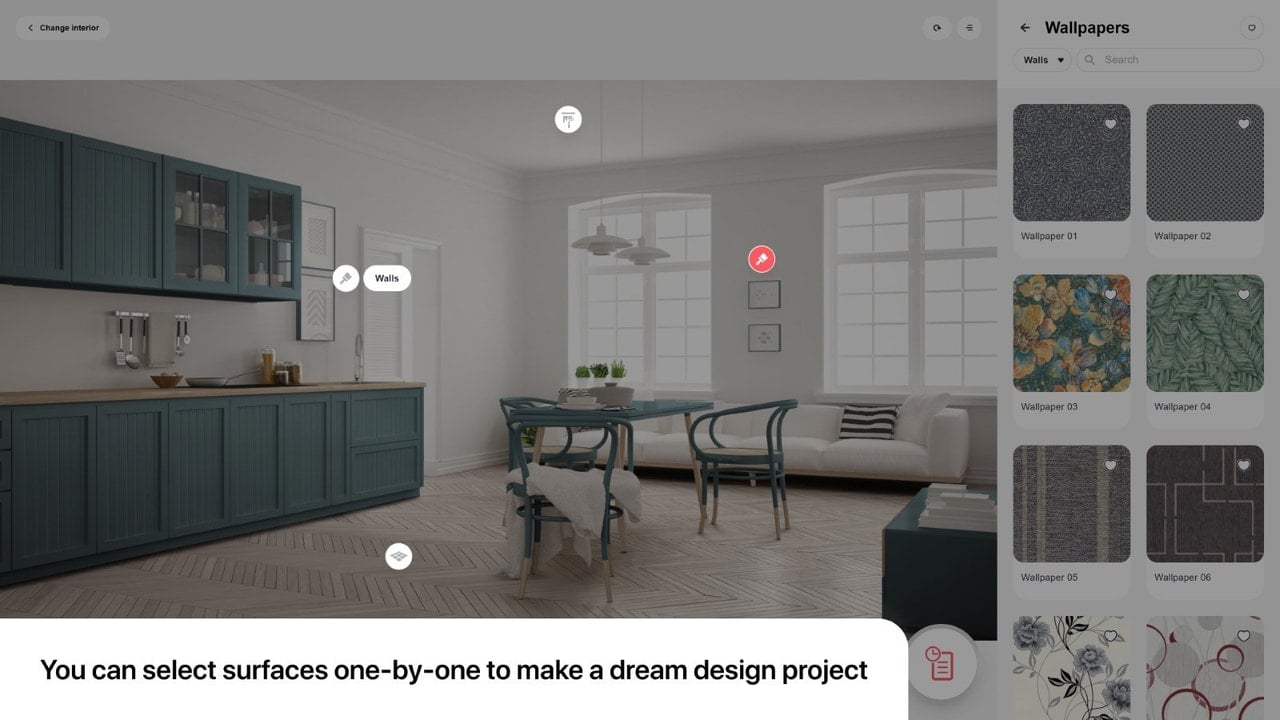 You can select surfaces one-by-one to make a dream design