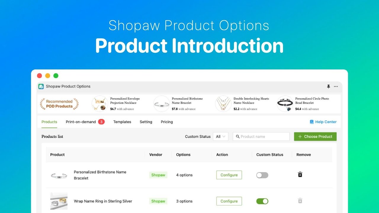 Shopaw Product Options
