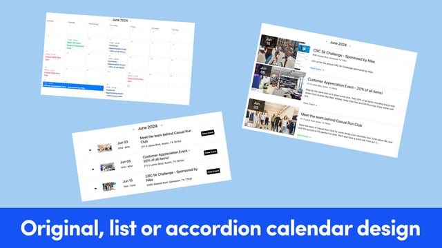 Original, list or accordion calendar design options