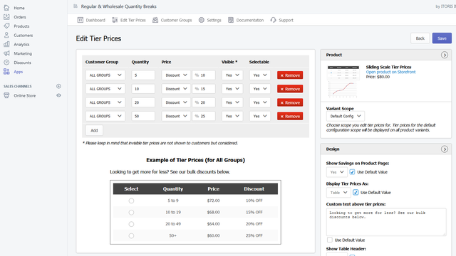 Wholesale Quantity Breaks