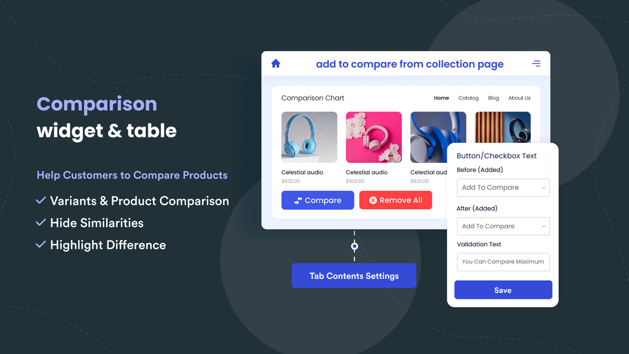 comparison widget & table