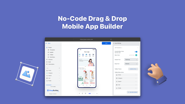 No-Code Drag & Drop Mobile App Builder