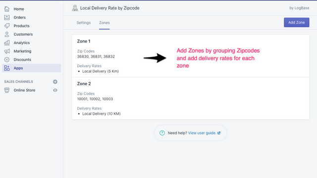 Local Delivery Rate by Zip code