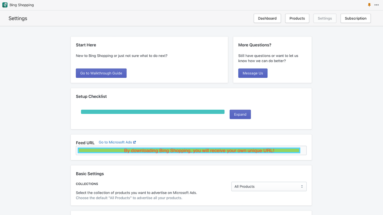 Settings - Feed Configuration