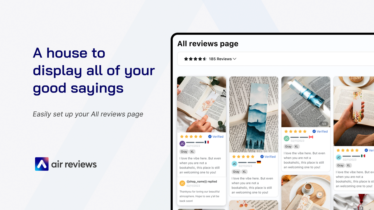 All reviews page, dedicated page