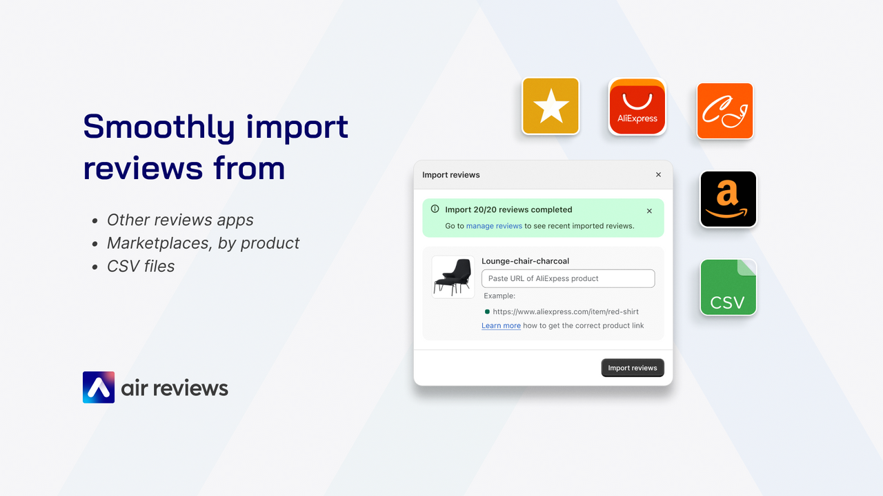 Smoothly import reviews