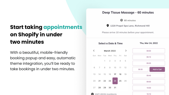 Start taking appointments on Shopify in under 2 minutes