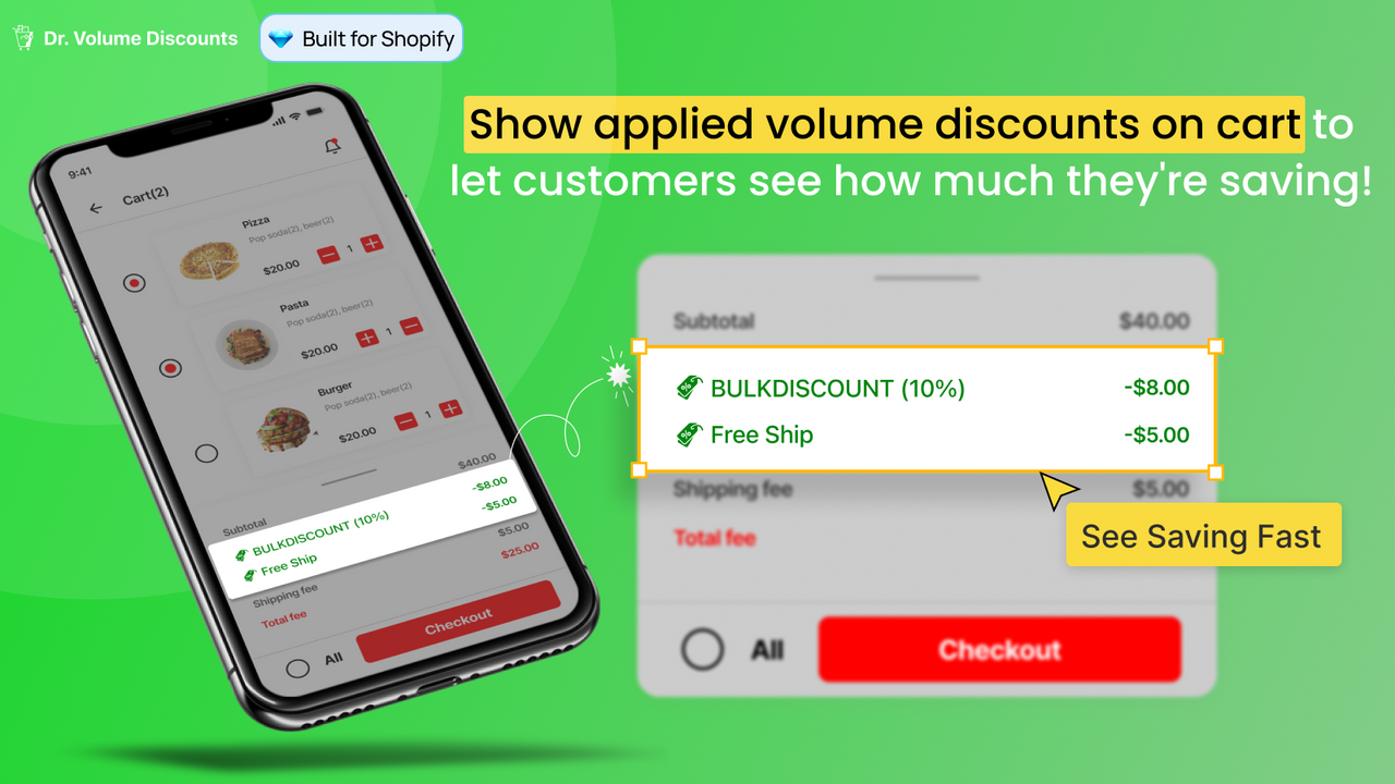 Show Applied Discounts On Cart So Customers See Savings Fast!