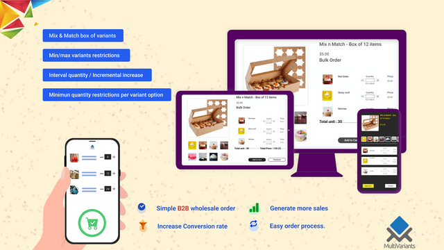 mix and match bundle order with multiple variant combinations