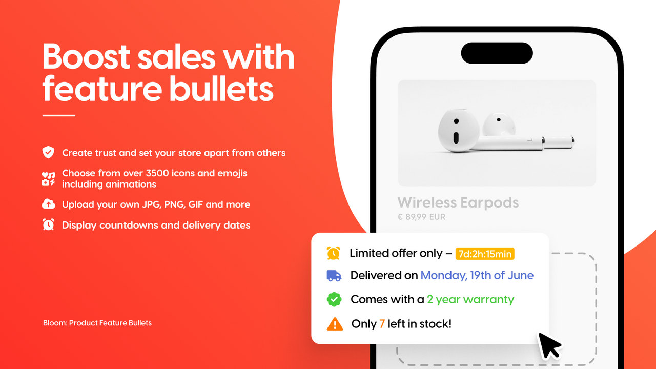 Sell more with Bloom: Product Feature Bullets