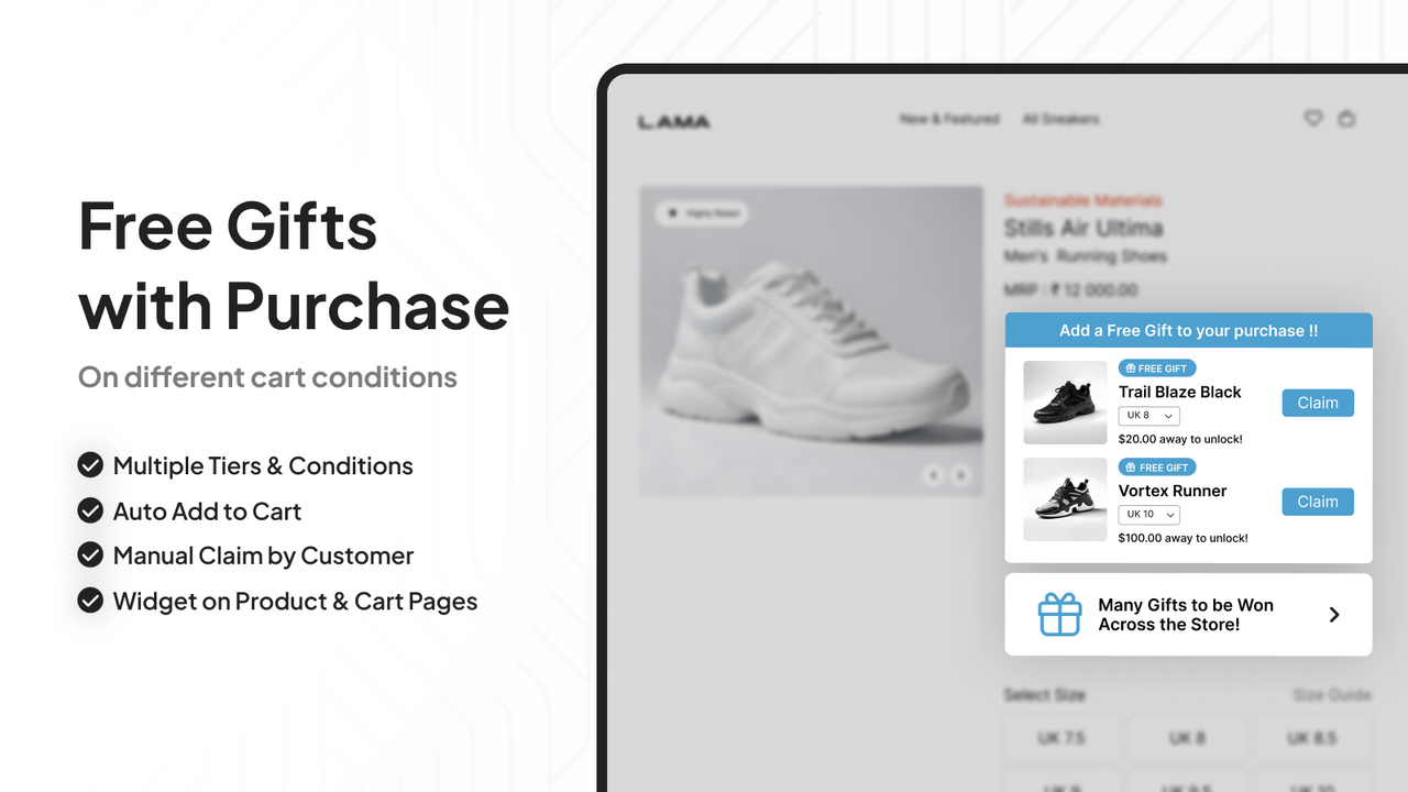 Free Gift with Purchase: Auto Add & Manual Claim with Widget