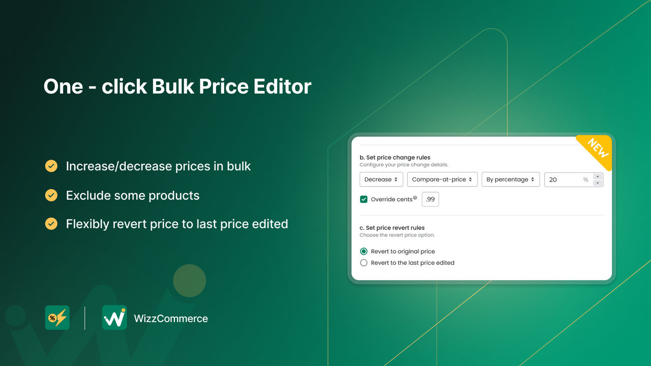 Change product pricing flexibly with price edit setting