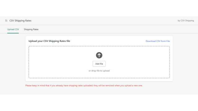 Upload your shipping rates table via CSV file