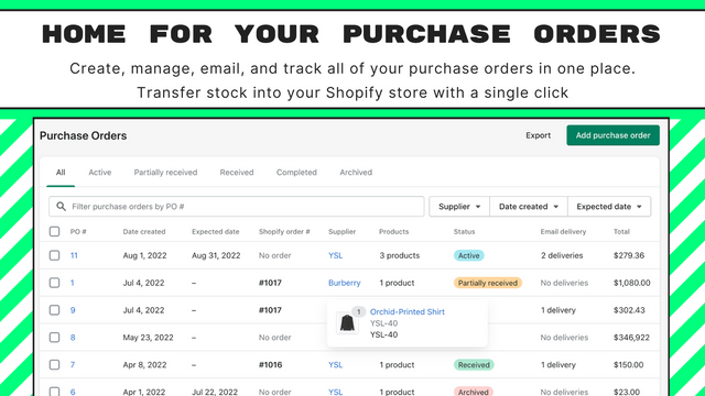 Create Professional Purchase Orders from Shopify orders