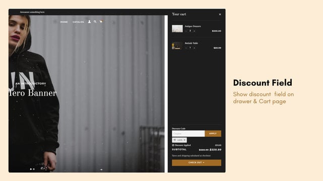 Discount field on drawer and cart page