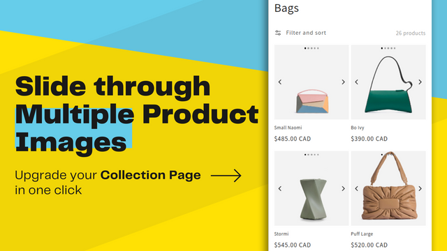 Slider for collection page product images, change image on hover