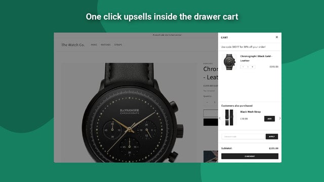One click upsells in the drawer cart
