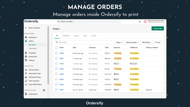 Ordersify: PDF Order Printer