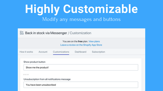 Highly customizable: Modify any messages or buttons