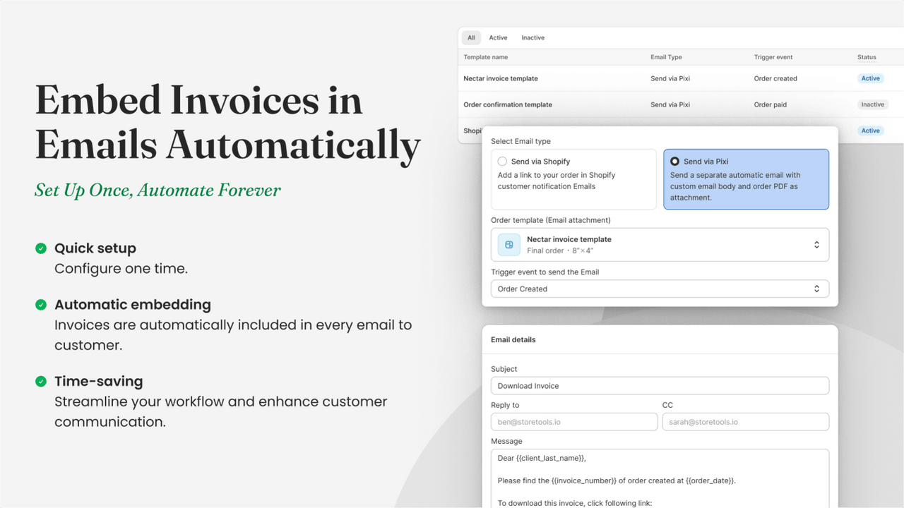 Email Invoice PDF and Order Printer Documents PDF