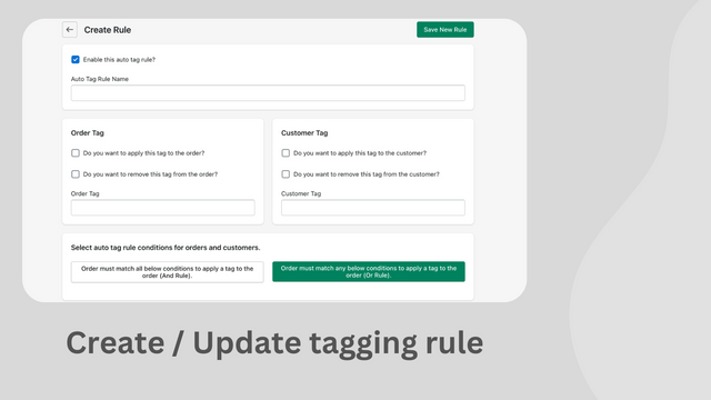 Create / Update auto tag rule