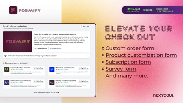 Formify: custom checkout forms