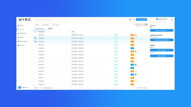 Wing platform - Manage your orders