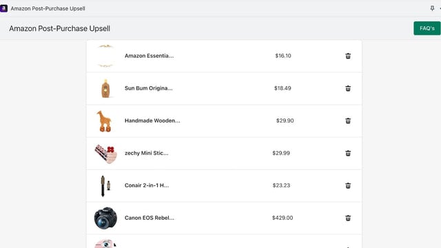 Amazon Post-Purchase Upsell Dashboard