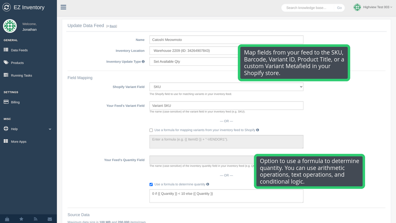 Data Feed configuration