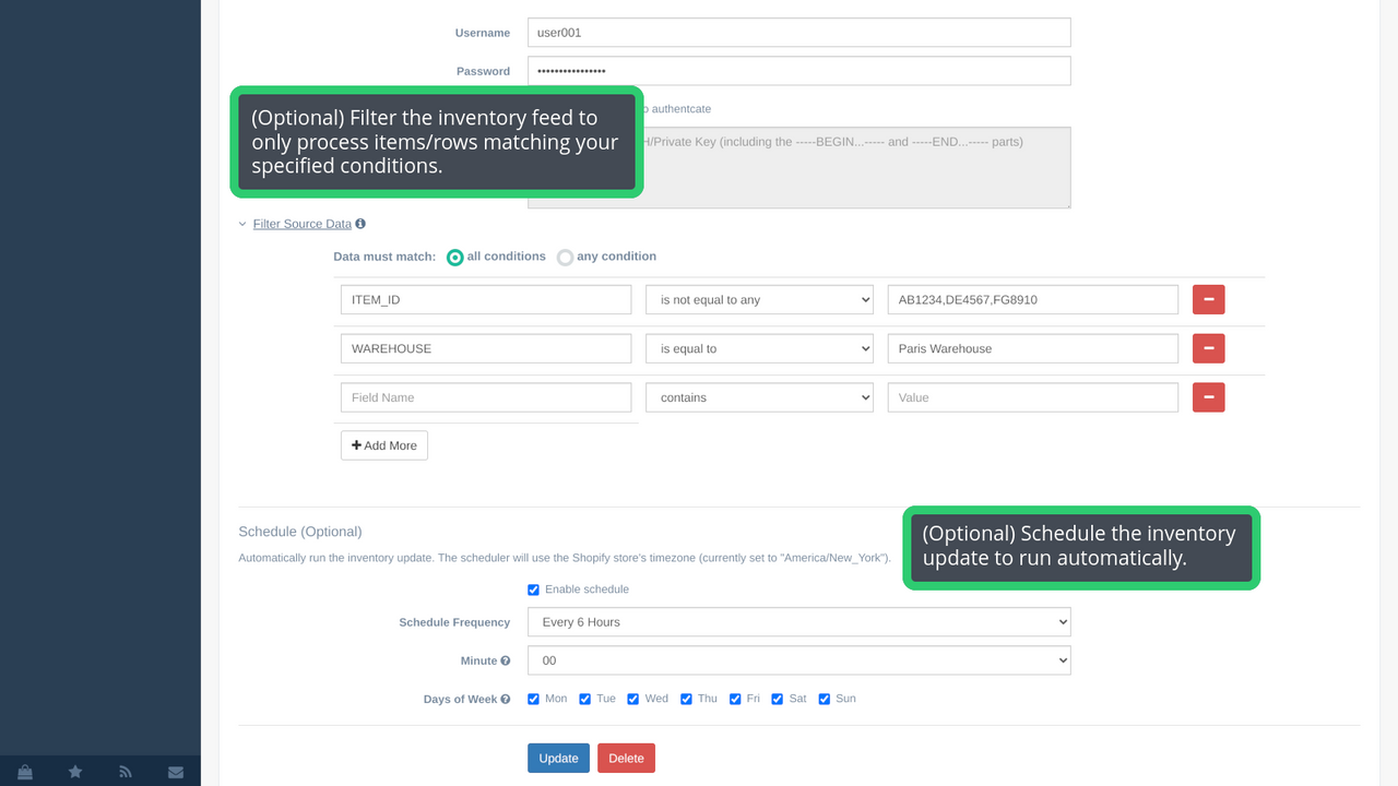 Filter source feed data