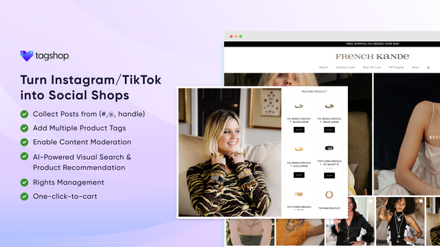 Create Shoppable Instagram & UGC gallery, Instagram Shop, TikTok