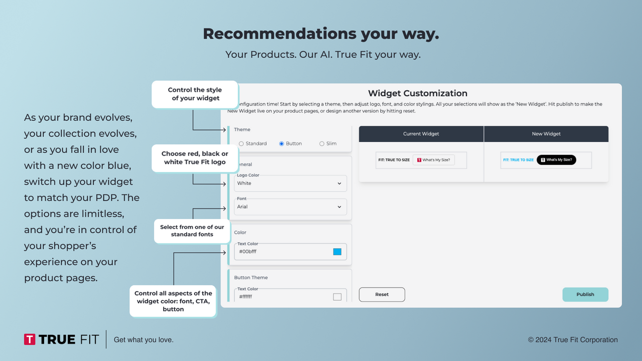 UI image showing how to configure product