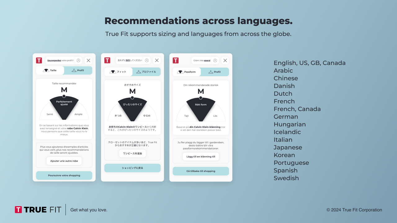 UI images showing recommendations in non-english languages