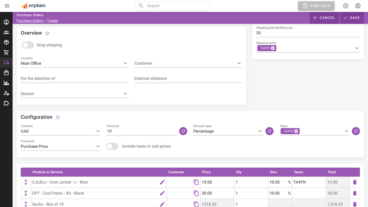 Purchase orders