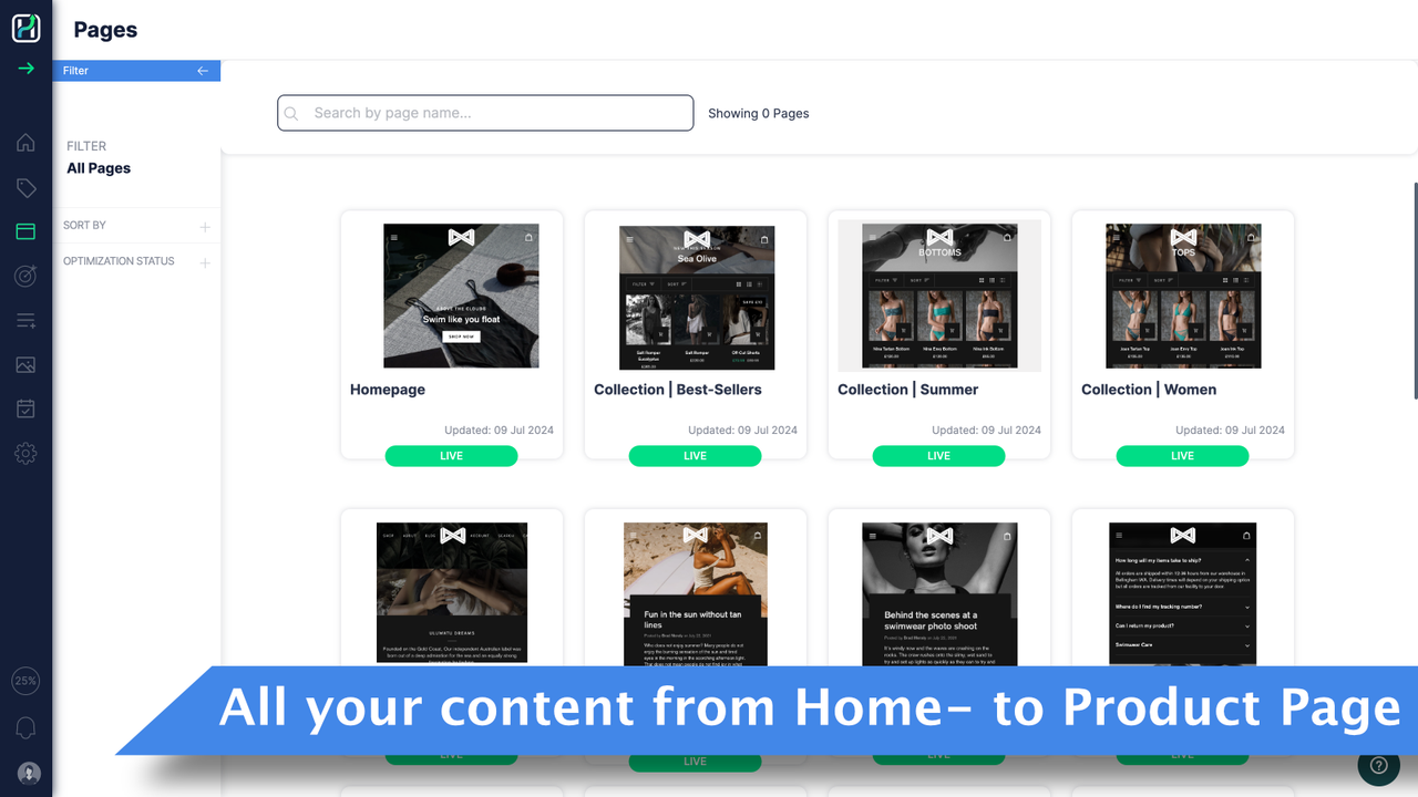 Optimize anything from Home- to Product Page