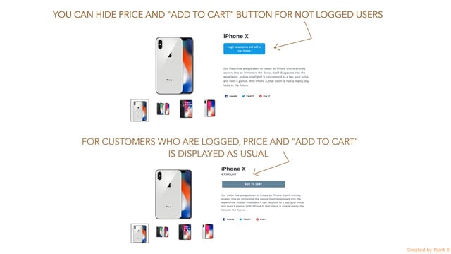 You can hide price and "Add to cart" button for not logged users