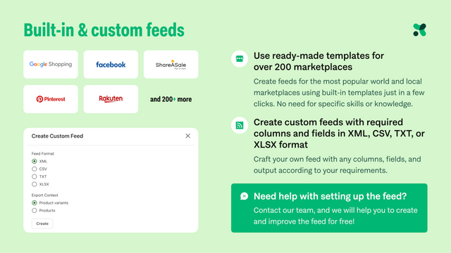 Built-in & custom feeds