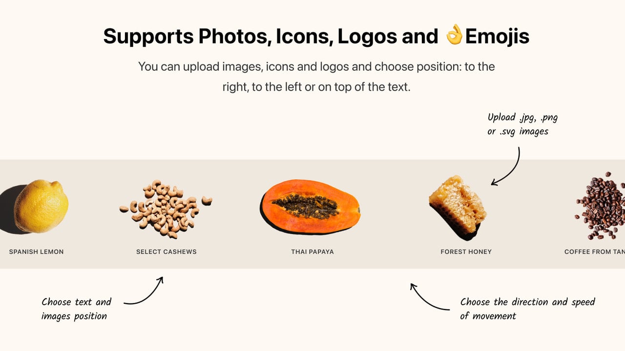 Supports Photos, Icons, Logos and Emojis