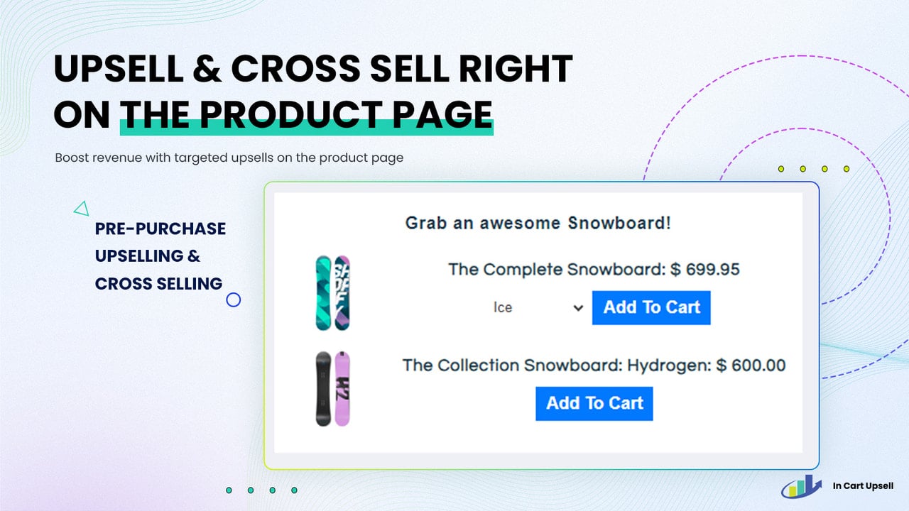 Offer upsells & cross sells on the product page