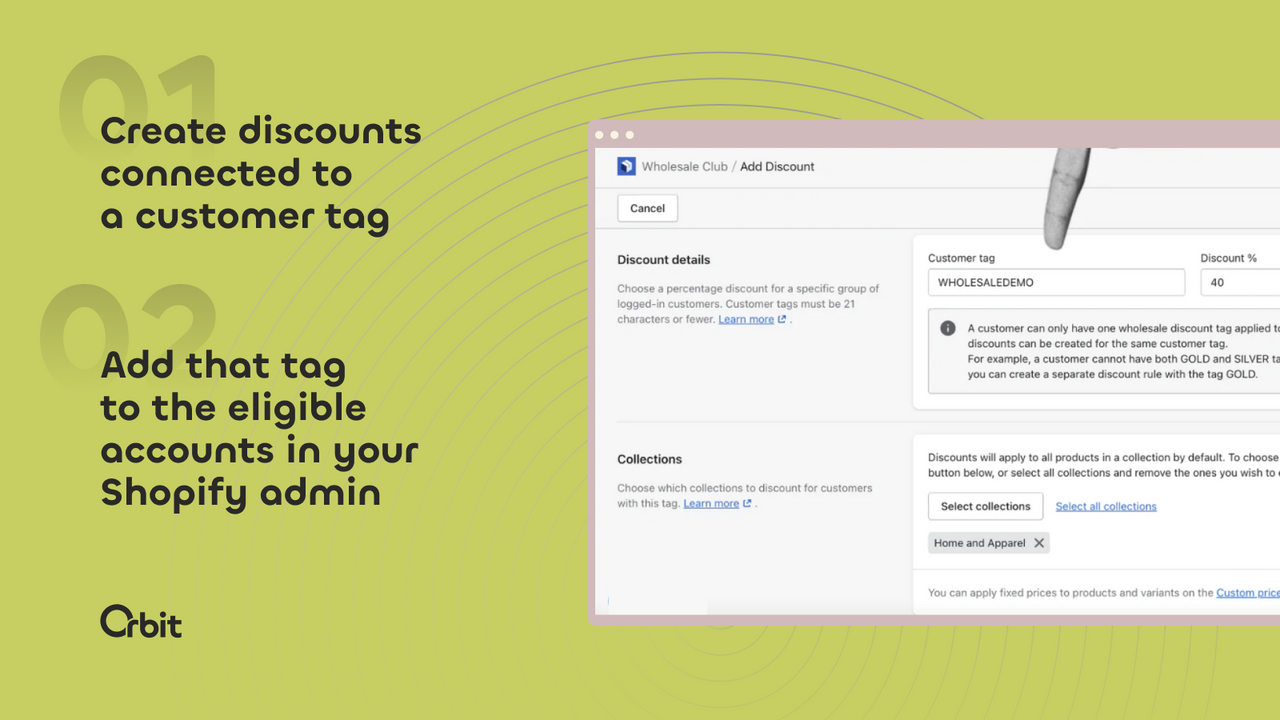 Create discounts connected to a customer tag