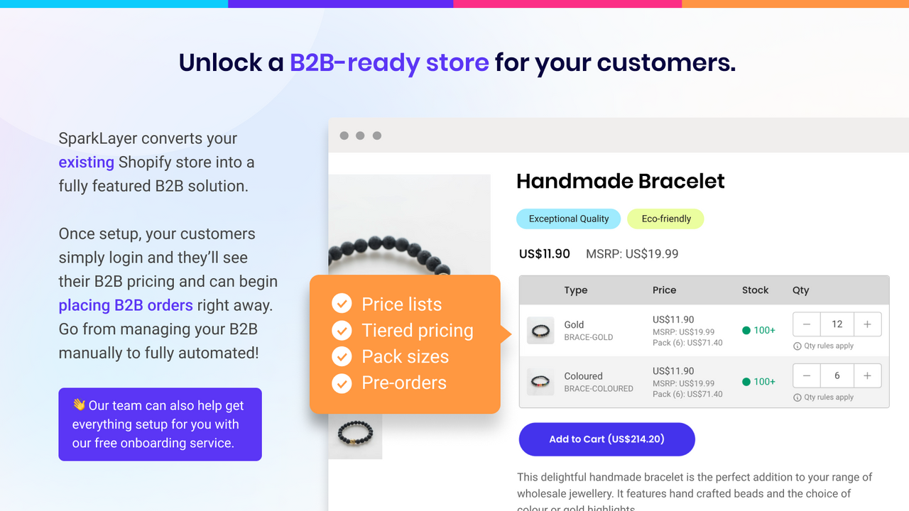 Unlock a wholesale ready storefront for your customers