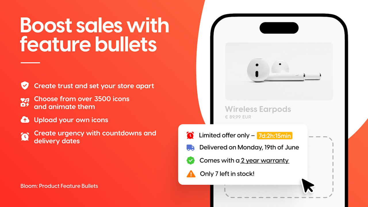 Sell more with Bloom: Product Feature Bullets